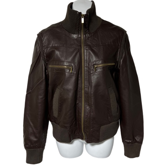 BDG Jackets & Blazers - BDG Urban Outfitters Brown Faux Vegan Leather Bomber Jacket Coat Medium